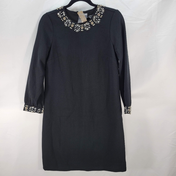 J Crew Jewel Embellished Long Sleeve Shift Dress Size 00 AF426 - Picture 6 of 12
